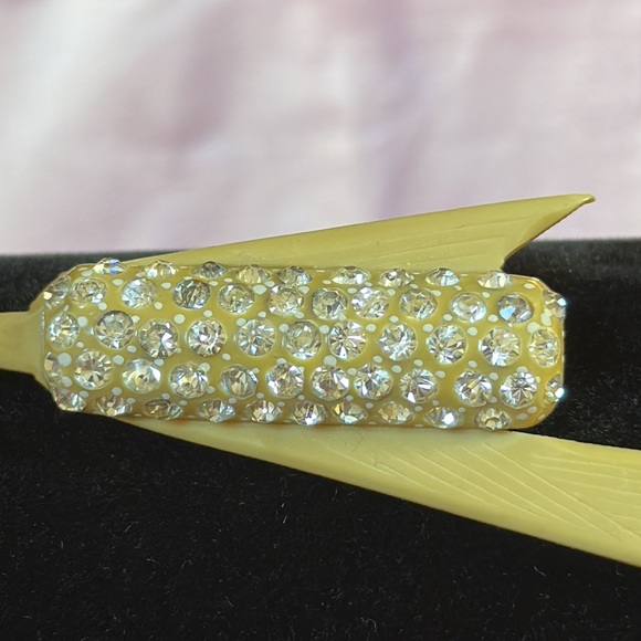 Celluloid brooches with rhinestones 3” - Picture 2 of 7
